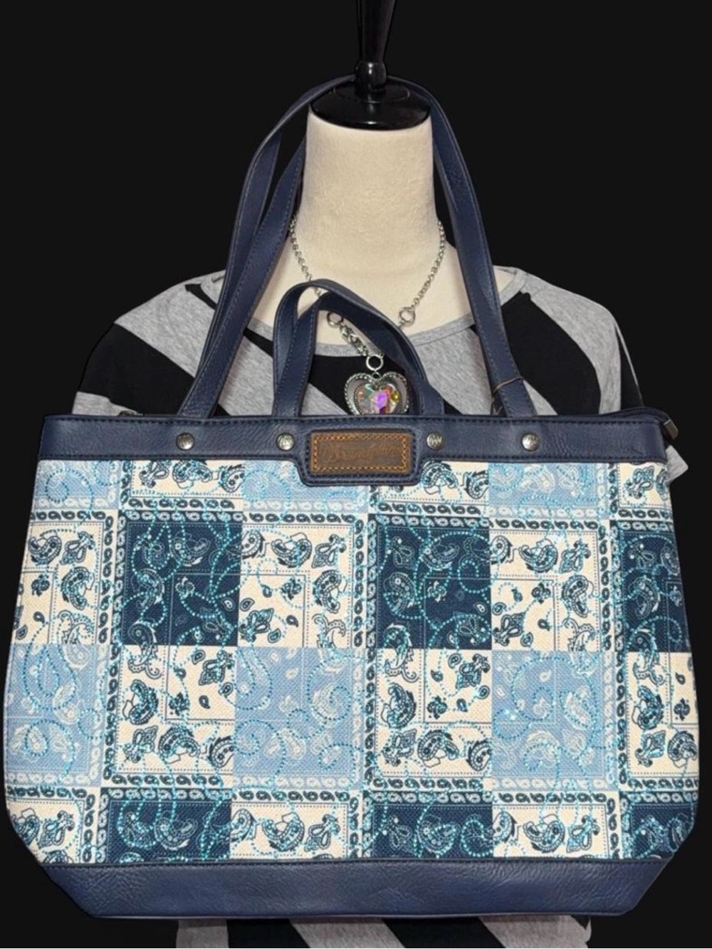 Wrangler Blue Patchwork Paisley Tote